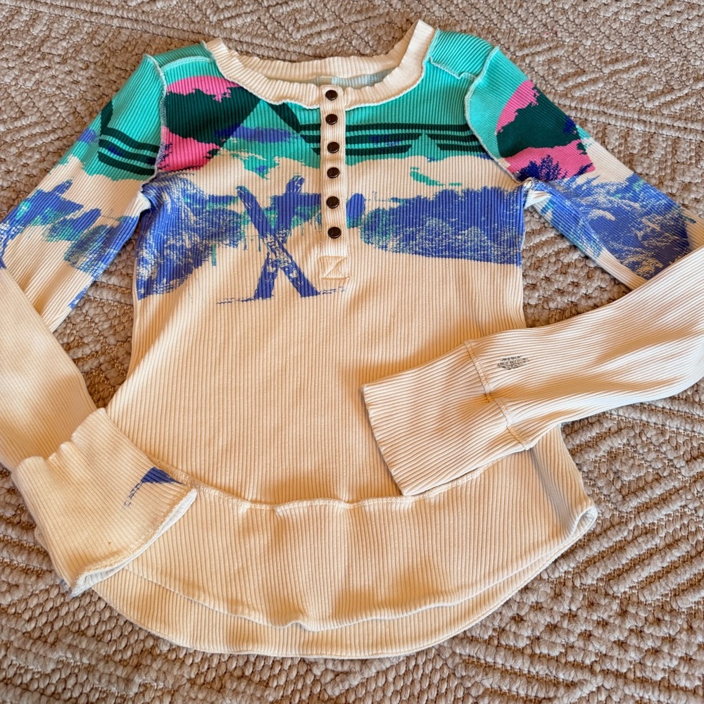 FREE PEOPLE Long Sleeve Ski Top -M - Picture 5 of 11